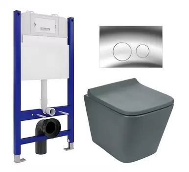 Комплект 3 в 1 инсталляция Enio Tecnico 50 EN8050050 + Унитаз подвесной Weltwasser WW SK Gelbach 041 MT-GR + кнопка хром