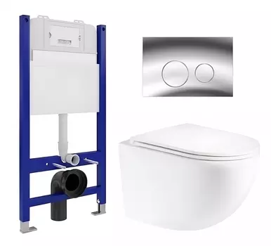 Комплект 3 в 1 инсталляция Enio Tecnico 50 EN8050050 + Унитаз подвесной Enio Unico EN3103895 + кнопка хром