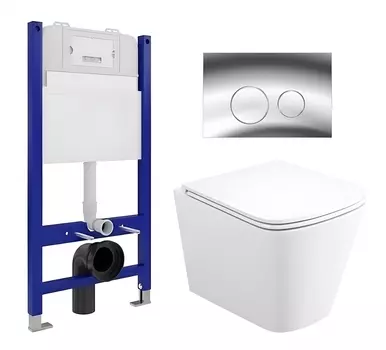 Комплект 3 в 1 инсталляция Enio Tecnico 50 EN8050050 + Унитаз подвесной Enio Binario EN4215896 + кнопка хром