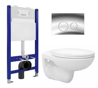Комплект 3 в 1 инсталляция Enio Tecnico 50 EN8050050 + Унитаз подвесной Enio Ekos EN0170571 + кнопка хром