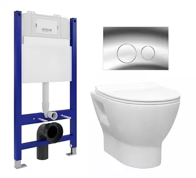 Комплект 3 в 1 инсталляция Enio Tecnico 50 EN8050050 + Унитаз подвесной Enio Nativo EN1270551 + кнопка хром
