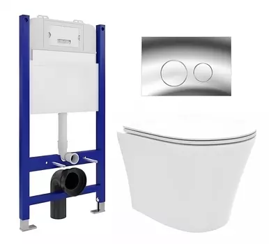 Комплект 3 в 1 инсталляция Enio Tecnico 50 EN8050050 + Унитаз подвесной Enio Neo EN5370588 + кнопка хром
