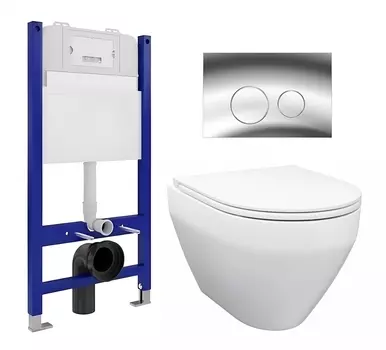 Комплект 3 в 1 инсталляция Enio Tecnico 50 EN8050050 + Унитаз подвесной Enio Cono EN2870522 + кнопка хром