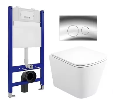 Комплект 3 в 1 инсталляция Enio Tecnico 50 EN8050050 + Унитаз подвесной Enio Binario Tornado EN4180237 + кнопка хром