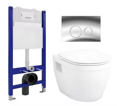 Комплект 3 в 1 инсталляция Enio Tecnico 50 EN8050050 + Унитаз подвесной Enio Bolo EN8350034 + кнопка хром