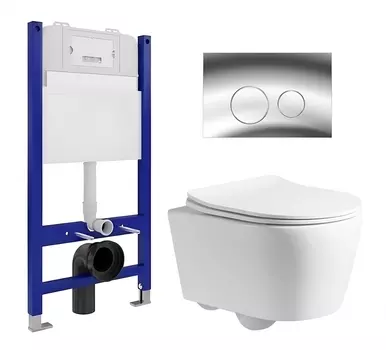 Комплект 3 в 1 инсталляция Enio Tecnico 50 EN8050050 + Унитаз подвесной CeruttiSpa Sella PP 9738 + кнопка хром