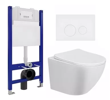 Комплект 3 в 1 инсталляция Enio Tecnico 50 EN8050050 + Унитаз подвесной Taliente Amato AM25010 + кнопка белая матовая