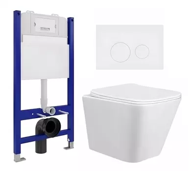 Комплект 3 в 1 инсталляция Enio Tecnico 50 EN8050050 + Унитаз подвесной Taliente Correto CR25200 + кнопка белая матовая