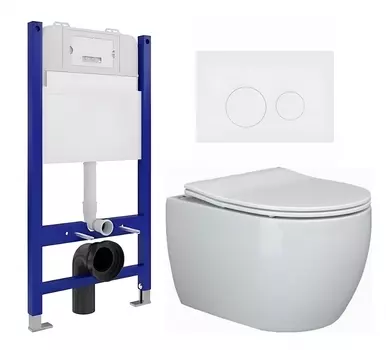 Комплект 3 в 1 инсталляция Enio Tecnico 50 EN8050050 + Унитаз подвесной Ceramica Nova Play CN3001 + кнопка белая матовая