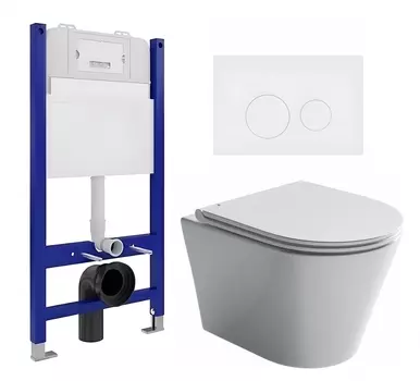Комплект 3 в 1 инсталляция Enio Tecnico 50 EN8050050 + Унитаз подвесной Ceramica Nova Forma CN3011 + кнопка белая матовая
