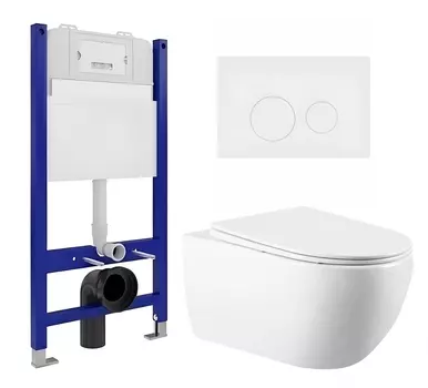 Комплект 3 в 1 инсталляция Enio Tecnico 50 EN8050050 + Унитаз подвесной Vincea Evo VT1-34 + кнопка белая матовая