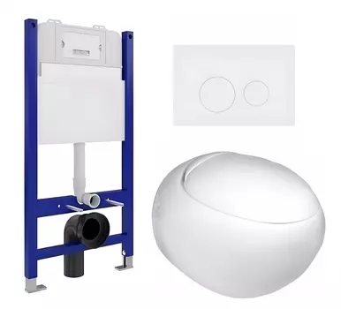 Комплект 3 в 1 инсталляция Enio Tecnico 50 EN8050050 + Подвесной унитаз WeltWasser Jeckenbach + кнопка белая матовая