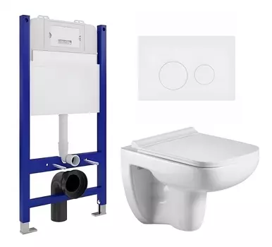 Комплект 3 в 1 инсталляция Enio Tecnico 50 EN8050050 + Подвесной унитаз WeltWasser Kehlbach 004 GL-WT + кнопка белая матовая