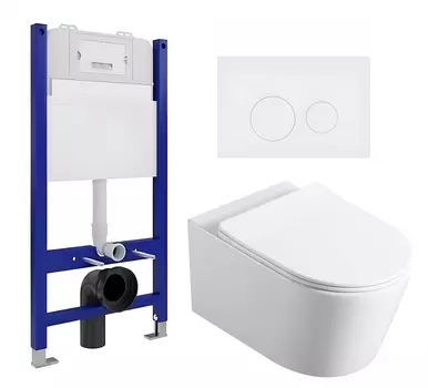 Комплект 3 в 1 инсталляция Enio Tecnico 50 EN8050050 + Унитаз Vincea Cute VT1-24 + кнопка белая матовая