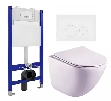 Комплект 3 в 1 инсталляция Enio Tecnico 50 EN8050050 + Унитаз подвесной Esbano Lotus ESUPLOTUW + кнопка белая матовая