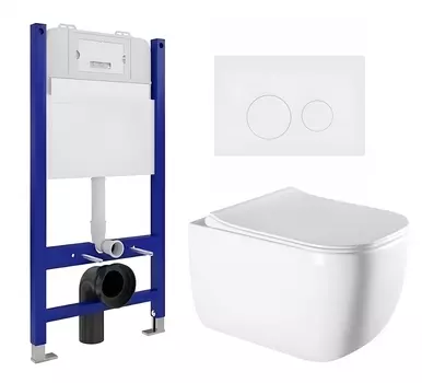 Комплект 3 в 1 инсталляция Enio Tecnico 50 EN8050050 + Унитаз подвесной Vincea Form VT1-35 + кнопка белая матовая
