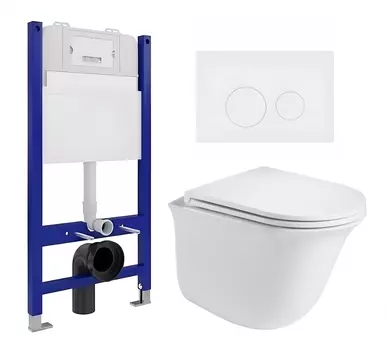 Комплект 3 в 1 инсталляция Enio Tecnico 50 EN8050050 + Подвесной унитаз WeltWasser Telbach 004 GL-WT + кнопка белая матовая
