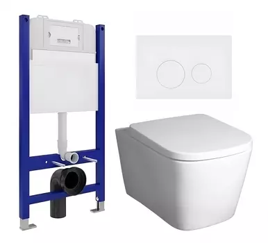 Комплект 3 в 1 инсталляция Enio Tecnico 50 EN8050050 + Унитаз подвесной BelBagno Albano BB120CHR + кнопка белая матовая