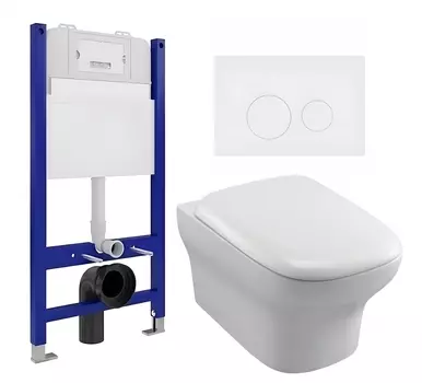 Комплект 3 в 1 инсталляция Enio Tecnico 50 EN8050050 + Унитаз подвесной Jacob Delafon Vox EDM102-00 + кнопка белая матовая