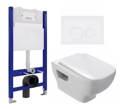Комплект 3 в 1 инсталляция Enio Tecnico 50 EN8050050 + Унитаз подвесной Jacob Delafon Struktura EDE102-00 + кнопка белая матовая