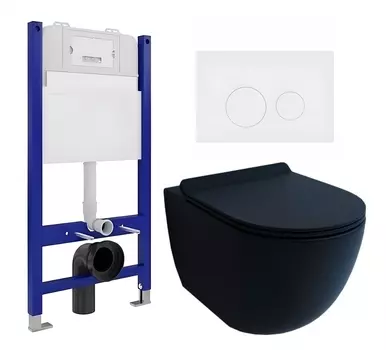 Комплект 3 в 1 инсталляция Enio Tecnico 50 EN8050050 + Унитаз подвесной Esbano Garcia + кнопка белая матовая