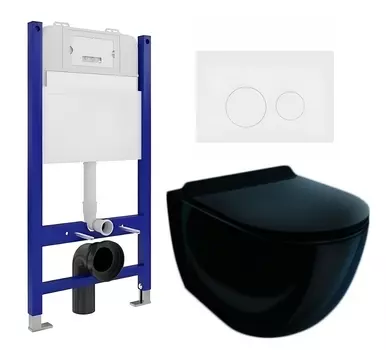 Комплект 3 в 1 инсталляция Enio Tecnico 50 EN8050050 + Унитаз подвесной Esbano Garcia ESUPGARCB + кнопка белая матовая