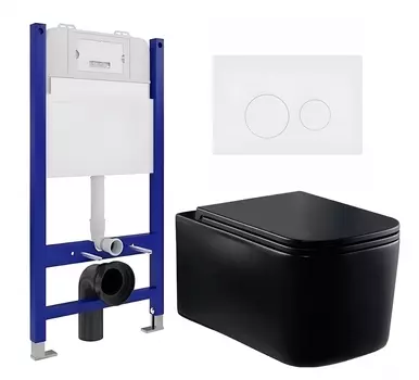 Комплект 3 в 1 инсталляция Enio Tecnico 50 EN8050050 + Унитаз Vincea Ultra Rimless VT1-32MB + кнопка белая матовая