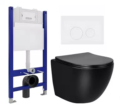 Комплект 3 в 1 инсталляция Enio Tecnico 50 EN8050050 + Унитаз Vincea Globo VT1-14SMB + кнопка белая матовая