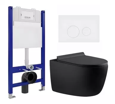 Комплект 3 в 1 инсталляция Enio Tecnico 50 EN8050050 + Унитаз подвесной Aquanet Cetus 287008 + кнопка белая матовая