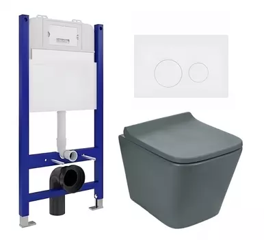 Комплект 3 в 1 инсталляция Enio Tecnico 50 EN8050050 + Унитаз подвесной Weltwasser WW SK Gelbach 041 MT-GR + кнопка белая матовая