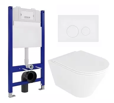 Комплект 3 в 1 инсталляция Enio Tecnico 50 EN8050050 + Унитаз подвесной Enio Cento EN4280110 + кнопка белая матовая