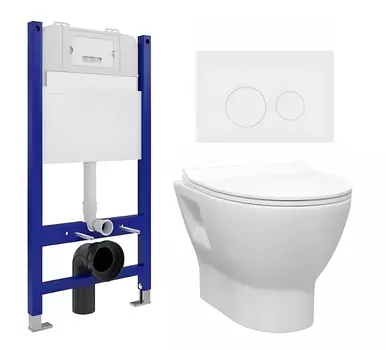 Комплект 3 в 1 инсталляция Enio Tecnico 50 EN8050050 + Унитаз подвесной Enio Nativo EN1270551 + кнопка белая матовая