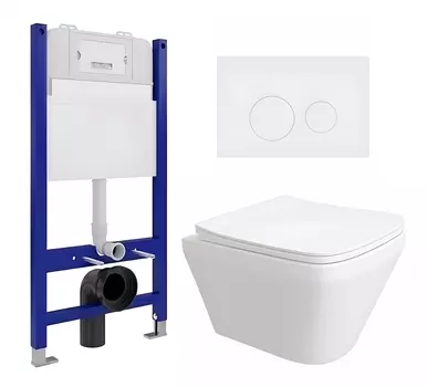 Комплект 3 в 1 инсталляция Enio Tecnico 50 EN8050050 + Унитаз подвесной Enio Vicino EN9170544 + кнопка белая матовая