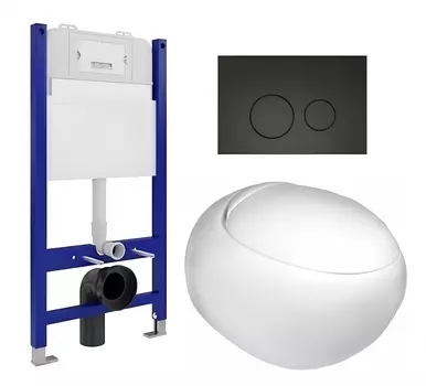 Комплект 3 в 1 инсталляция Enio Tecnico 50 EN8050050 + Подвесной унитаз WeltWasser Jeckenbach + кнопка черная матовая