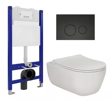 Комплект 3 в 1 инсталляция Enio Tecnico 50 EN8050050 + Унитаз подвесной Berges Wasserhaus Ego XL 082118 + кнопка черная матовая