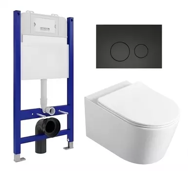 Комплект 3 в 1 инсталляция Enio Tecnico 50 EN8050050 + Унитаз Vincea Cute VT1-24 + кнопка черная матовая