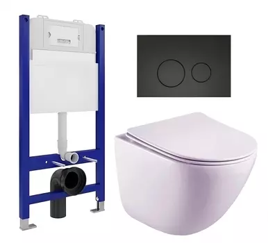 Комплект 3 в 1 инсталляция Enio Tecnico 50 EN8050050 + Унитаз подвесной Esbano Lotus ESUPLOTUW + кнопка черная матовая