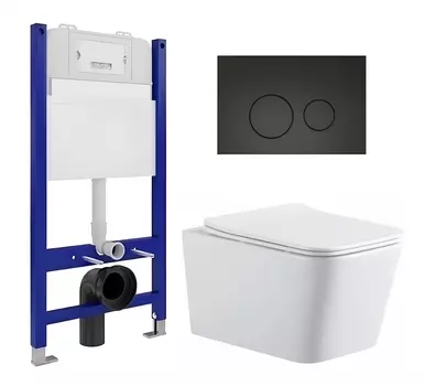 Комплект 3 в 1 инсталляция Enio Tecnico 50 EN8050050 + Подвесной унитаз SinteSi BALTI + кнопка черная матовая