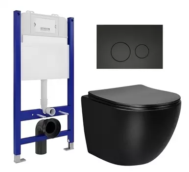 Комплект 3 в 1 инсталляция Enio Tecnico 50 EN8050050 + Унитаз Vincea Globo VT1-14MB + кнопка черная матовая