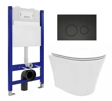 Комплект 3 в 1 инсталляция Enio Tecnico 50 EN8050050 + Унитаз подвесной Enio Neo EN5370588 + кнопка черная матовая