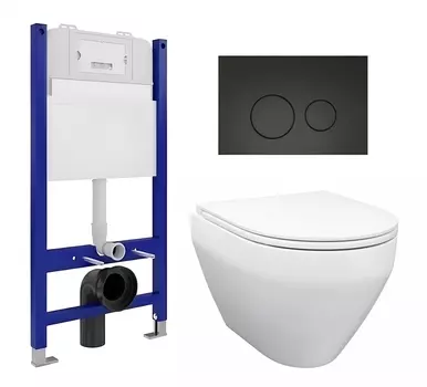 Комплект 3 в 1 инсталляция Enio Tecnico 50 EN8050050 + Унитаз подвесной Enio Cono EN2870522 + кнопка черная матовая