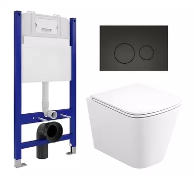 Комплект 3 в 1 инсталляция Enio Tecnico 50 EN8050050 + Унитаз подвесной Enio Binario Tornado EN4180237 + кнопка черная матовая