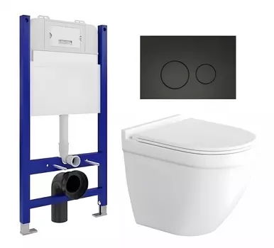 Комплект 3 в 1 инсталляция Enio Tecnico 50 EN8050050 + Унитаз подвесной Enio Pulito EN1170052 + кнопка черная матовая