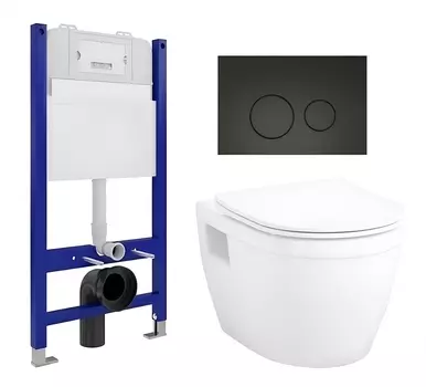 Комплект 3 в 1 инсталляция Enio Tecnico 50 EN8050050 + Унитаз подвесной Enio Bolo EN8350034 + кнопка черная матовая