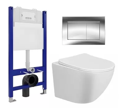 Комплект 3 в 1 инсталляция Enio Tecnico 50 EN8050050 + Унитаз подвесной Taliente Amato AM25010 + кнопка хром