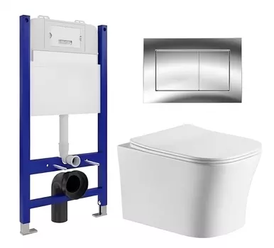 Комплект 3 в 1 инсталляция Enio Tecnico 50 EN8050050 + Подвесной унитаз CeruttiSpa Marmolada aria CT7778 + кнопка хром