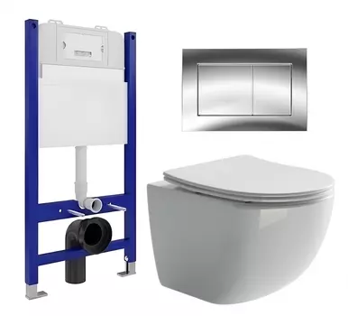 Комплект 3 в 1 инсталляция Enio Tecnico 50 EN8050050 + Унитаз подвесной Ceramica Nova Forma CN3009 + кнопка хром