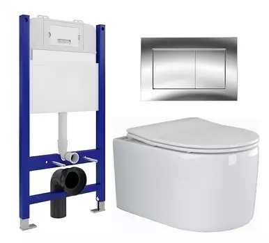 Комплект 3 в 1 инсталляция Enio Tecnico 50 EN8050050 + Унитаз подвесной Ceramica Nova Moments CN3003 + кнопка хром