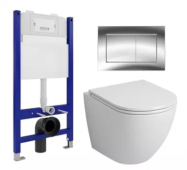 Комплект 3 в 1 инсталляция Enio Tecnico 50 EN8050050 + Унитаз подвесной Grossman GR-4455S + кнопка хром
