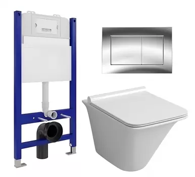 Комплект 3 в 1 инсталляция Enio Tecnico 50 EN8050050 + Унитаз подвесной Grossman GR-4413S + кнопка хром